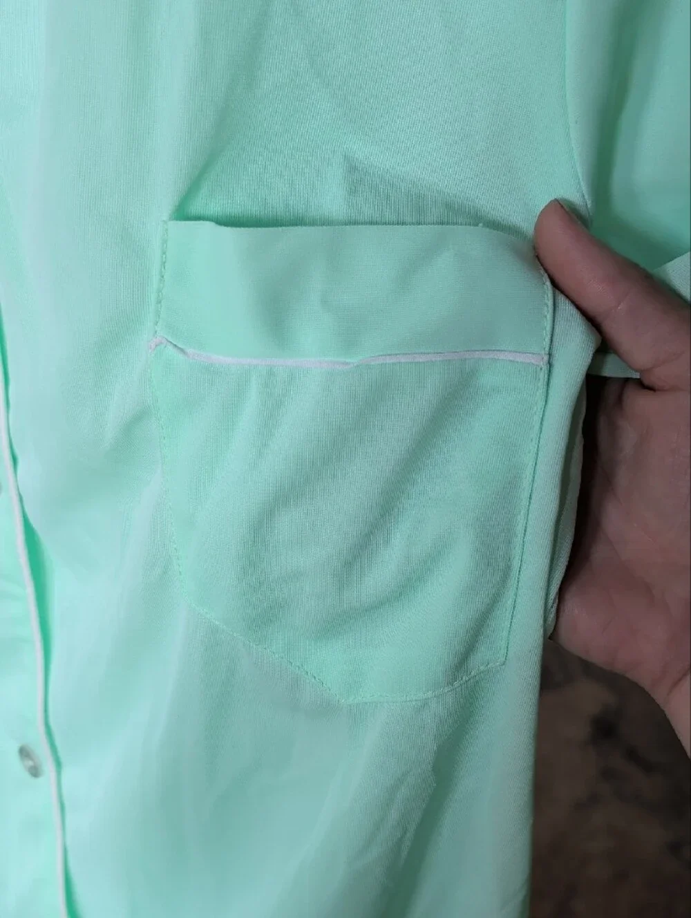 VTG 70s Montgomery Ward Mint Green Nylon Pajama Set Sz 36 S M